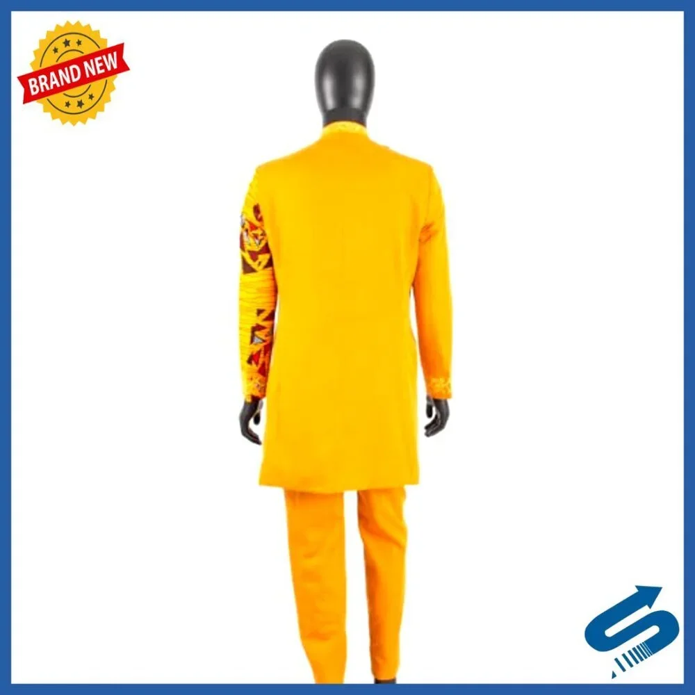 Men's African Suit Set Blazer Pants Embroidery Print Business Wedding Party